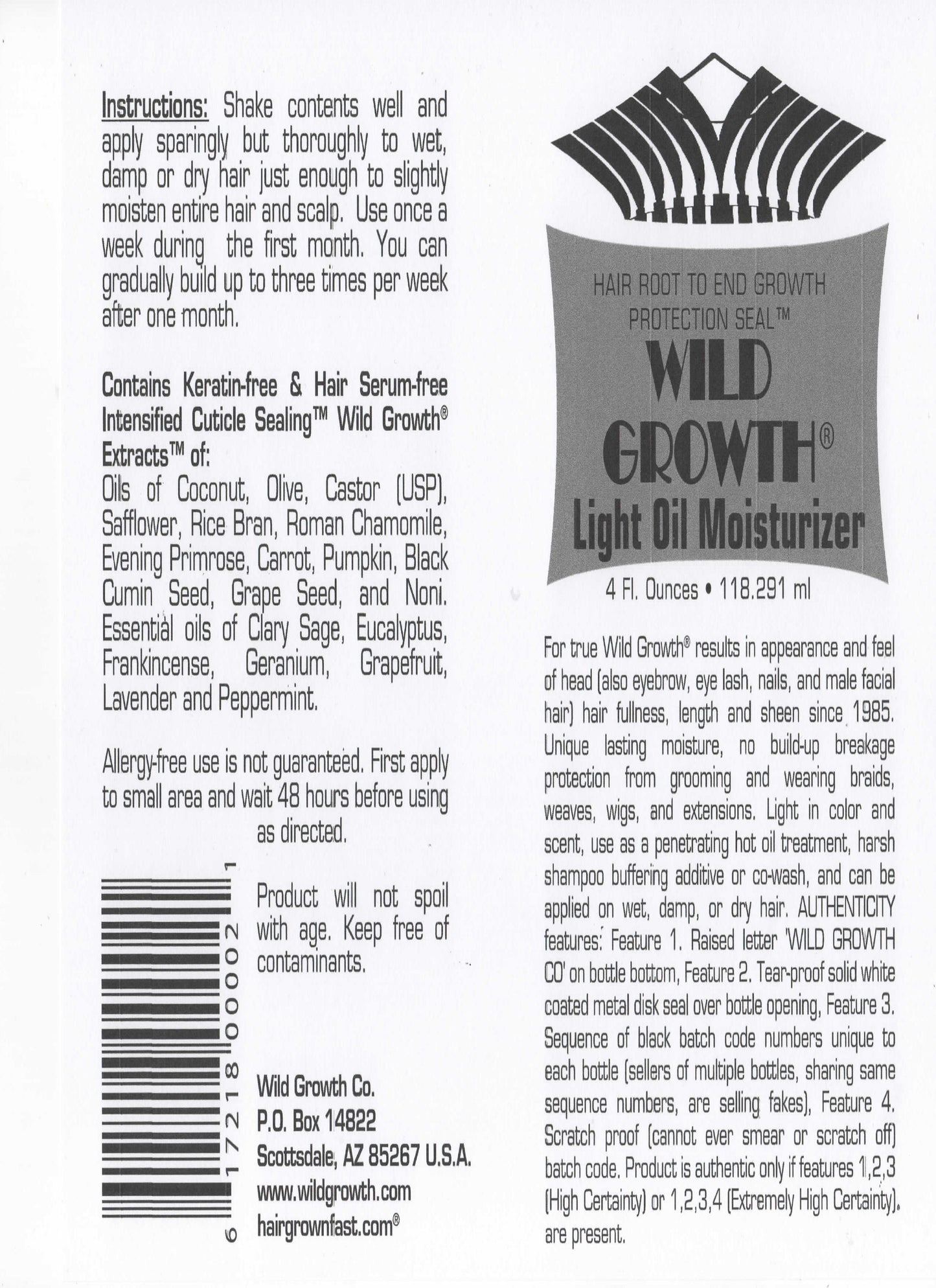 Wild Growth® Light Oil Moisturizer